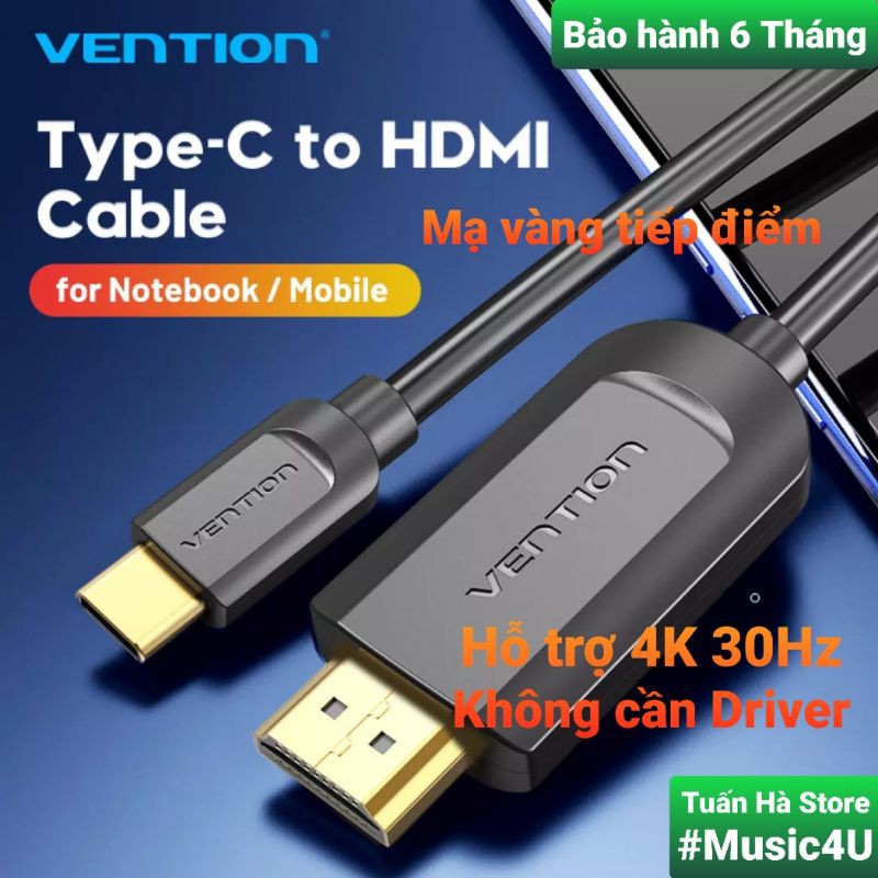 Cáp chuyển đổi usb type c sang hdmi 4k 30hz cho điện thoại, samsung dex, laptop, macb, vention tuấn hà store