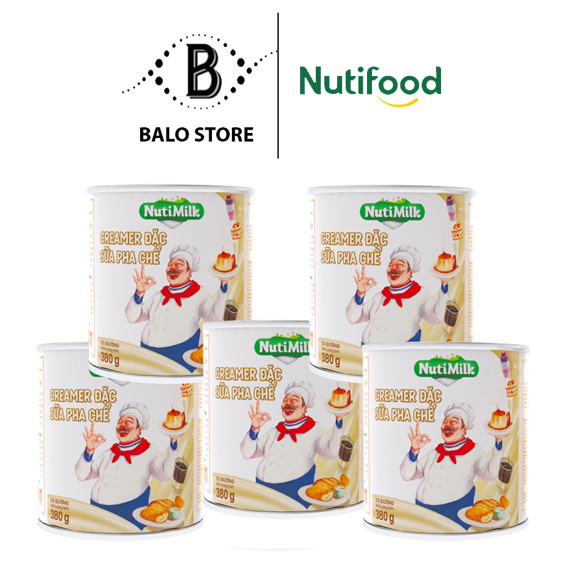 Combo 05 Lon Creamer đặc có đường Nuti 380g CB2.SDX03LA - Thương Hiệu NUTIFOOD - BALO STORE