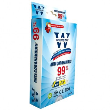 Khẩu Trang Y Tế 4 Lớp TRẺ EM WAKAMONO Diệt Virus Corona 99% (10 Cái/Hộp)