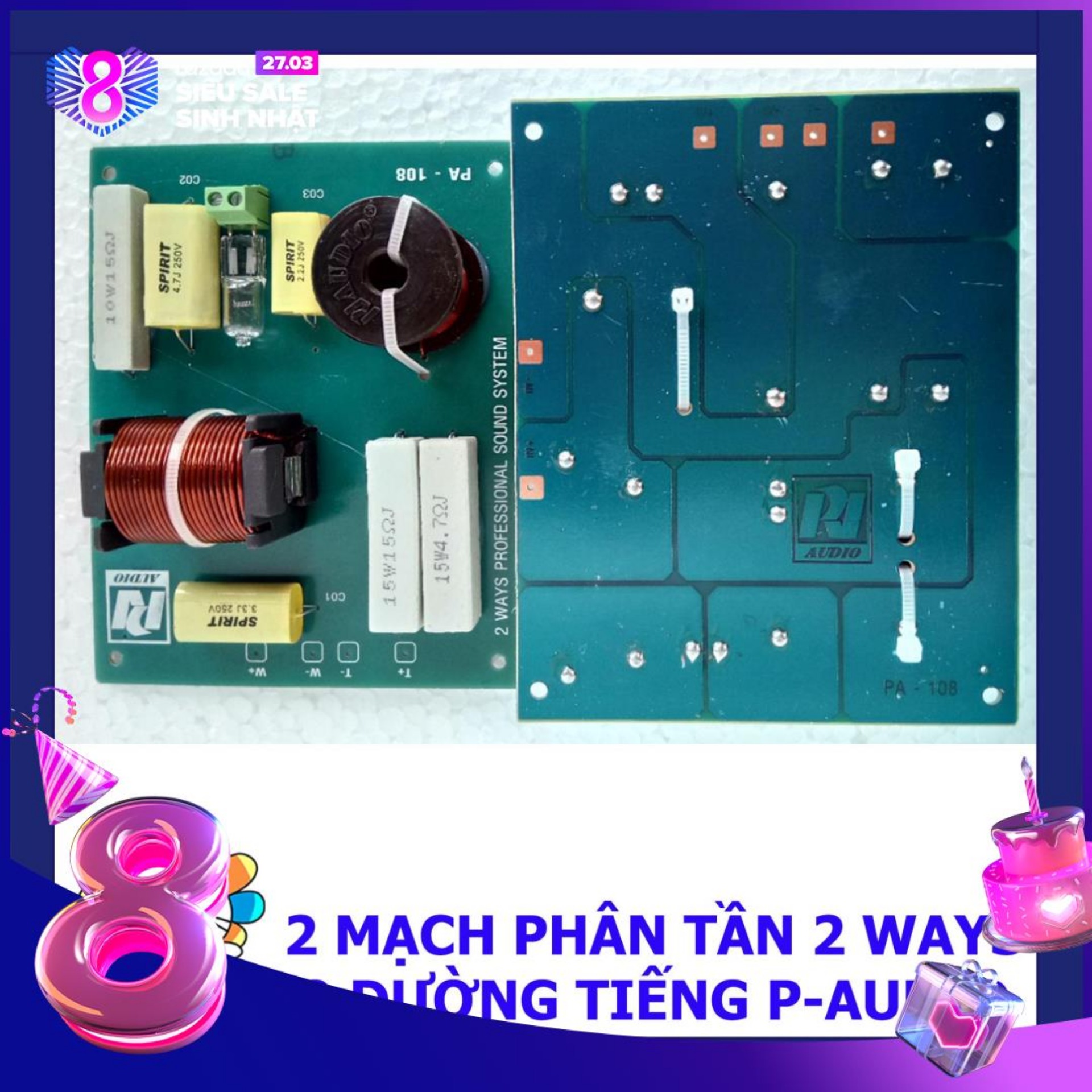 2 Mạch phân tần 2 loa - lọc loa 2 đường tiếng CAO CẤP P-AUDIO NHẬP KHẨU THÁI LAN 108