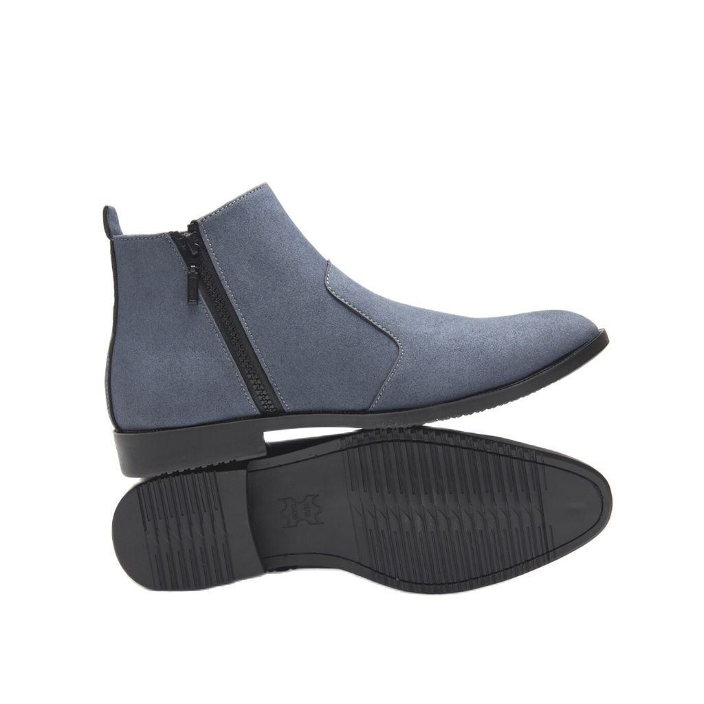Giày Chelsea boot nam đẹp cổ khóa da xám CB523