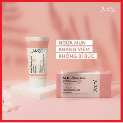 Kem chống nắng Ju:cy hồng All in One Sunblock chống nắng dưỡng da nâng tông da nhẹ, yêu ngay từ cái nhìn đầu tiên .