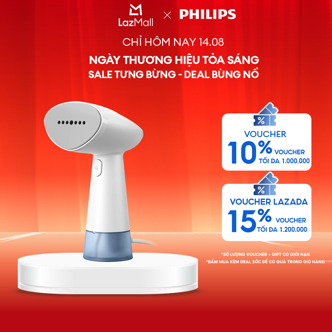 Bàn Ủi Hơi Nước Cầm Tay Philips Series 1000 STH1000/10 - Thiết Kế Nhỏ Gọn Nhẹ, Công Suất Mạnh, Khoang Chứa Nước 85ML - Hàng Phân Phối Chính Hãng