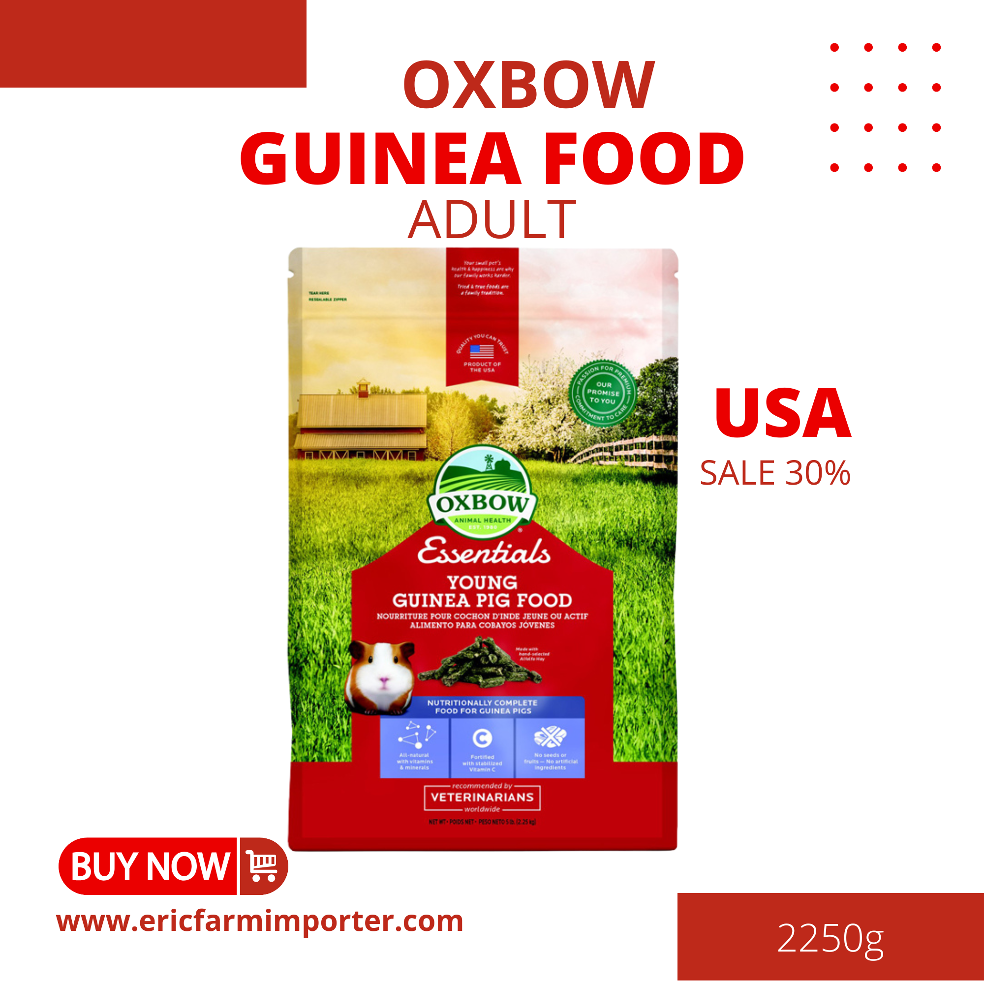 Thức ăn nén bọ ú 2.25kg oxbow free ship essential adult guinea pig food thức ăn thỏ nén dinh dưỡng