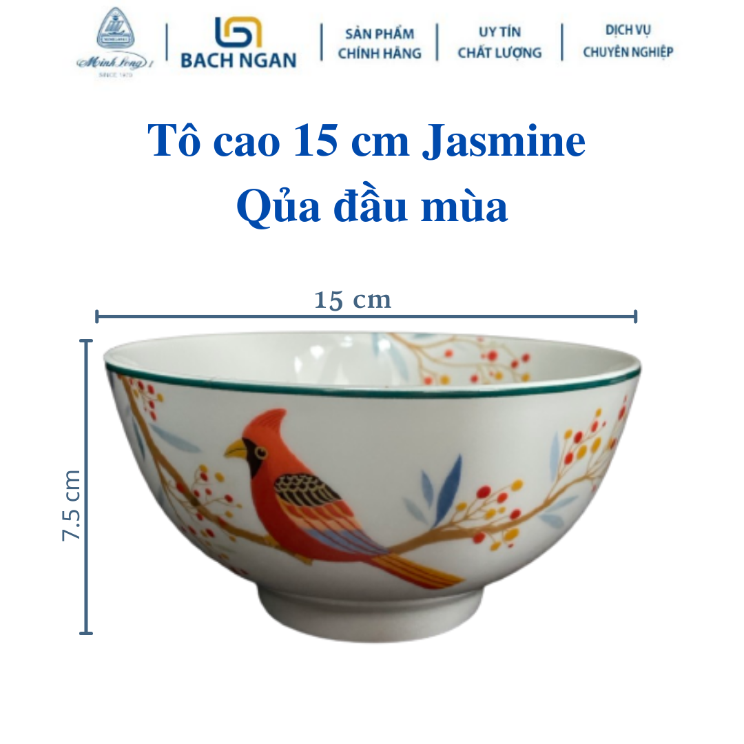 Tô cao 15 cm - 18 cm - 20 cm Jasmine Quả Đầu Mùa Gốm sứ Minh Long cao cấp dùng cho gia đình, sứ đẹp cao cấp dùng đãi khách, quà tặng