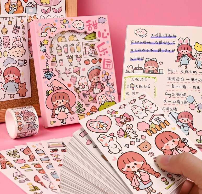 Hộp 50 tấm sticker cỡ lớn - trang trí - quà tặng
