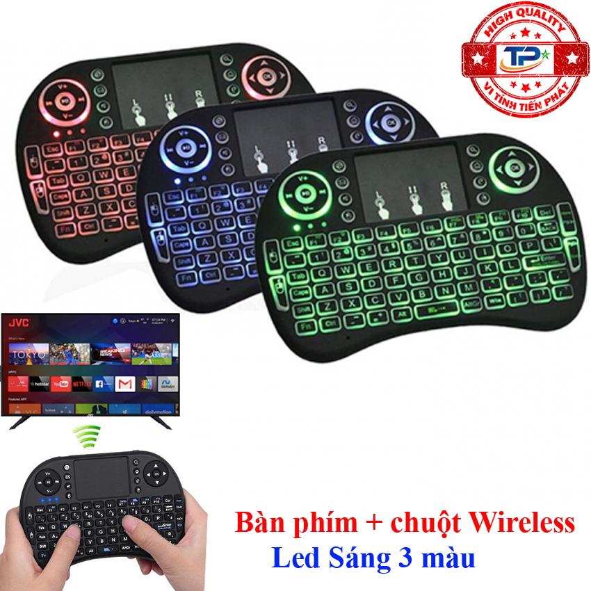 Bàn phím kiêm chuột cảm ứng không dây đèn LED 3 màu Keyboard Mini i8 - cho Smart TV, PC, Android Box, và Laptop.... MWK08 UKB-500 UKB500