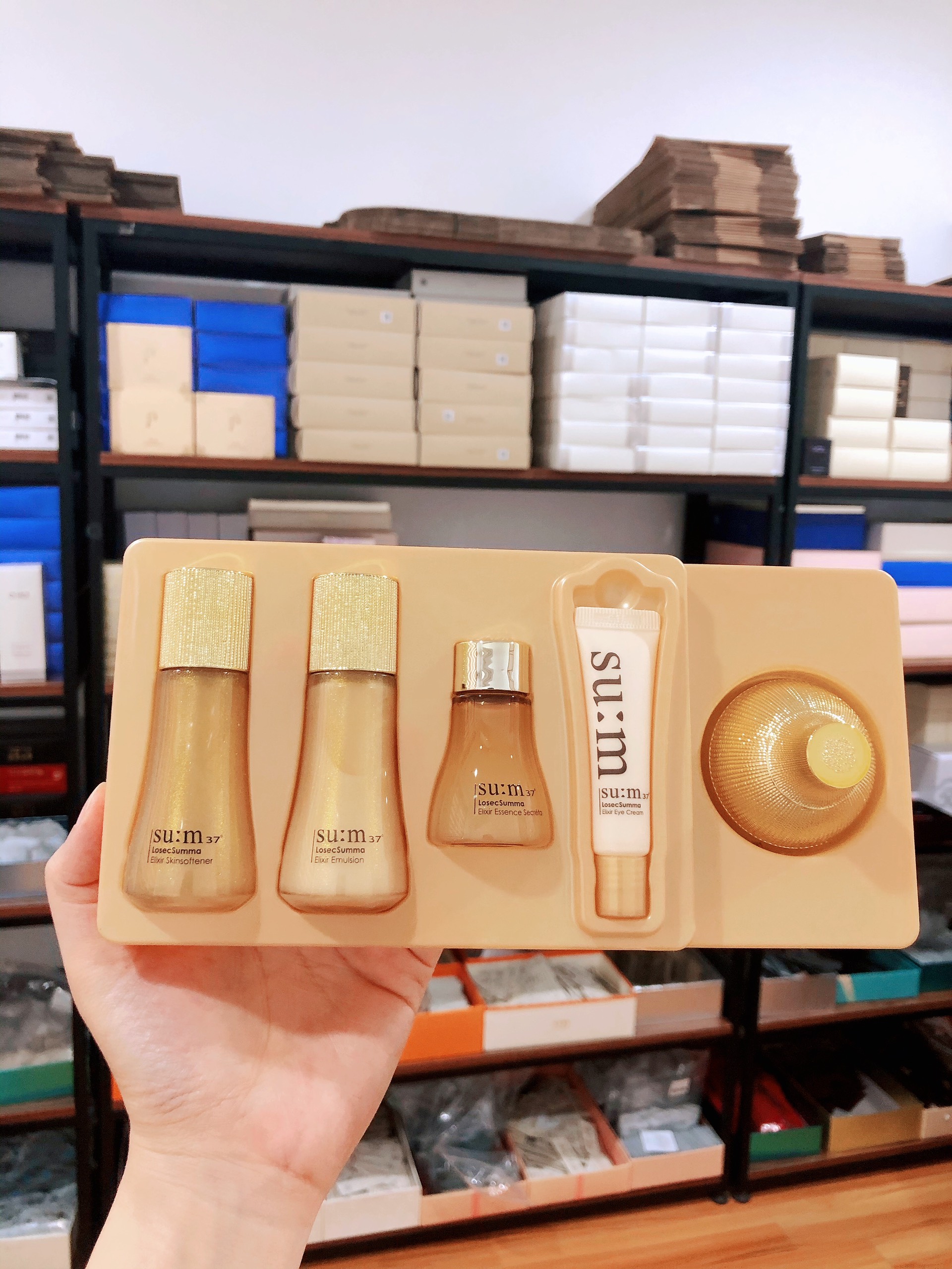 Bộ dưỡng ẩm, tái sinh phục hồi da sum vàng mini losec cao cấp 5 sản phẩm