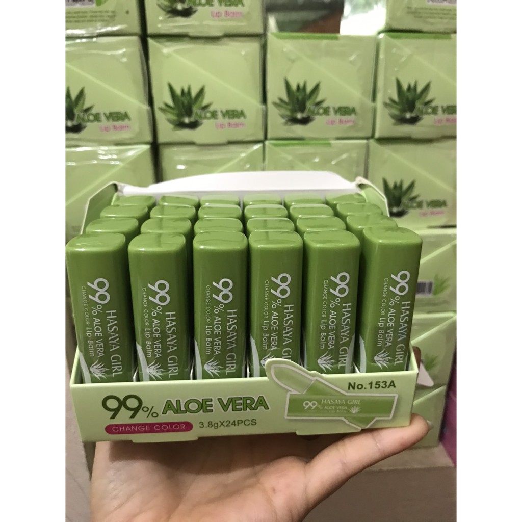 Hộp 24 cây son dưỡng môi Nha đam Hasaya Girl Aloe Vera 99% Thái Lan, chất lượng đảm bảo an toàn đến sức khỏe người sử dụng, cam kết hàng đúng mô tả