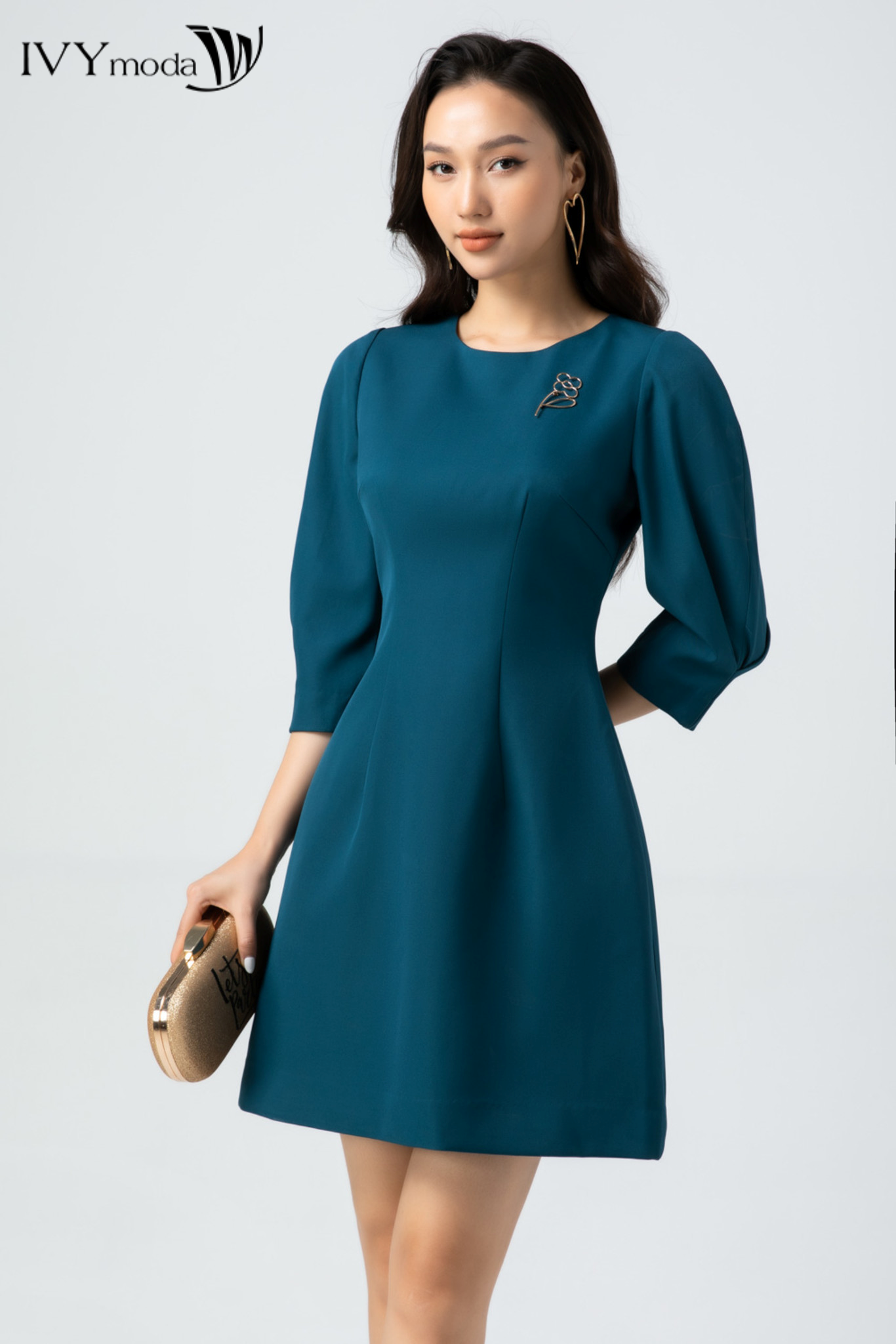 Đầm chữ a 2 lớp thiết kế ivy moda ms 48b9133