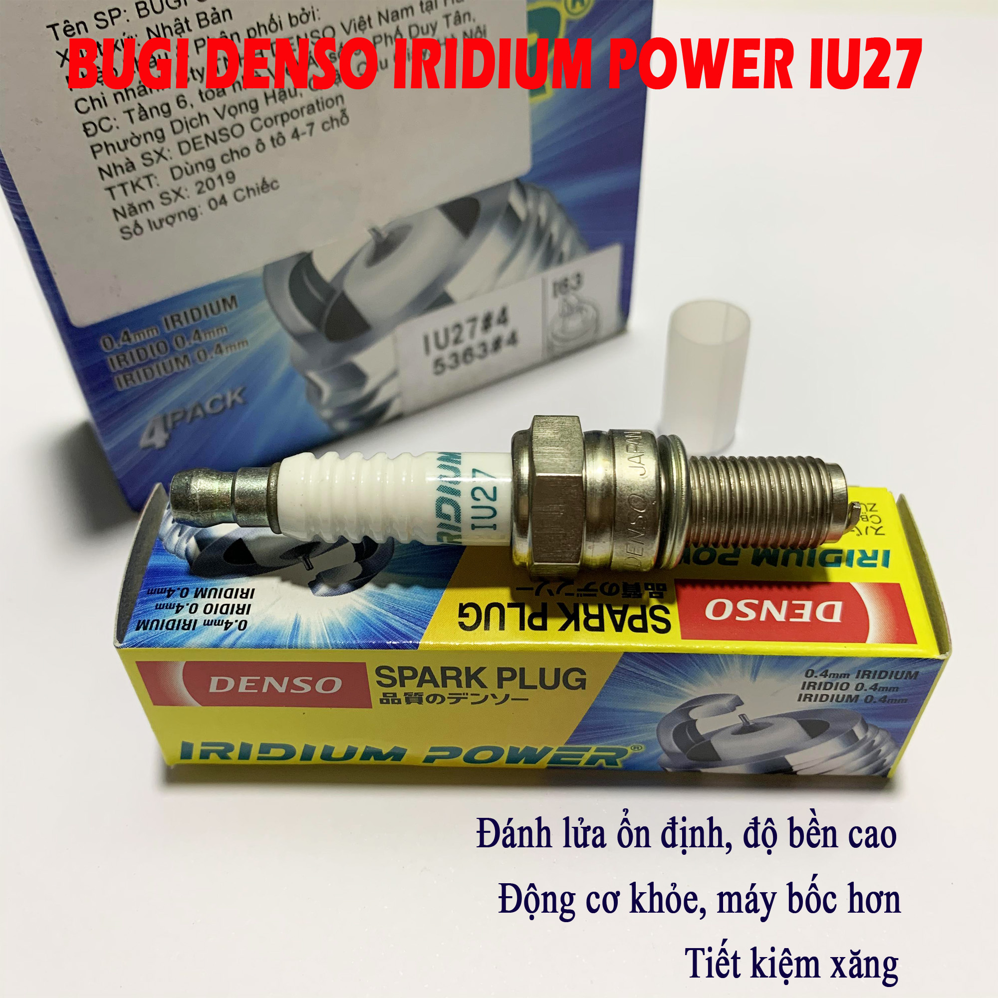 Bugi bạch kim cho Suziki Raider/Satria - DENSO IRIDIUM POWER IU27