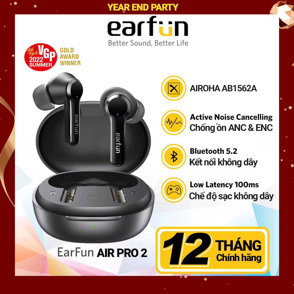 Tai nghe True Wireless Earfun Air Pro 2, chống ồn ANC (Version 2023)
