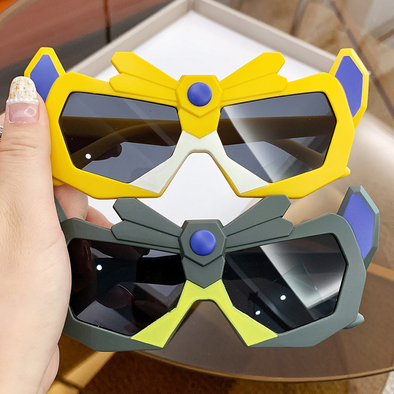 đứa Trẻ Kính Râm Con Trai Mát Mẻ Hoạt Hình Kính Râm Máy Biến áp Đứa Bé Goggle UV400 Con Trai Và Con Gái Kính Chụp ảnh