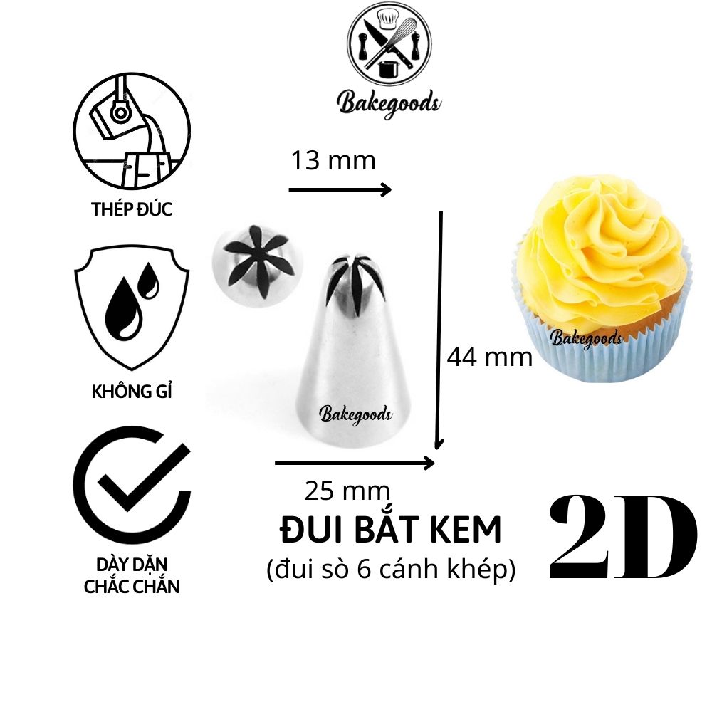 Đui bắt kem 2D, đuôi bắt kem trang trí bánh sinh nhật hàng đúc liền khối loại đẹp