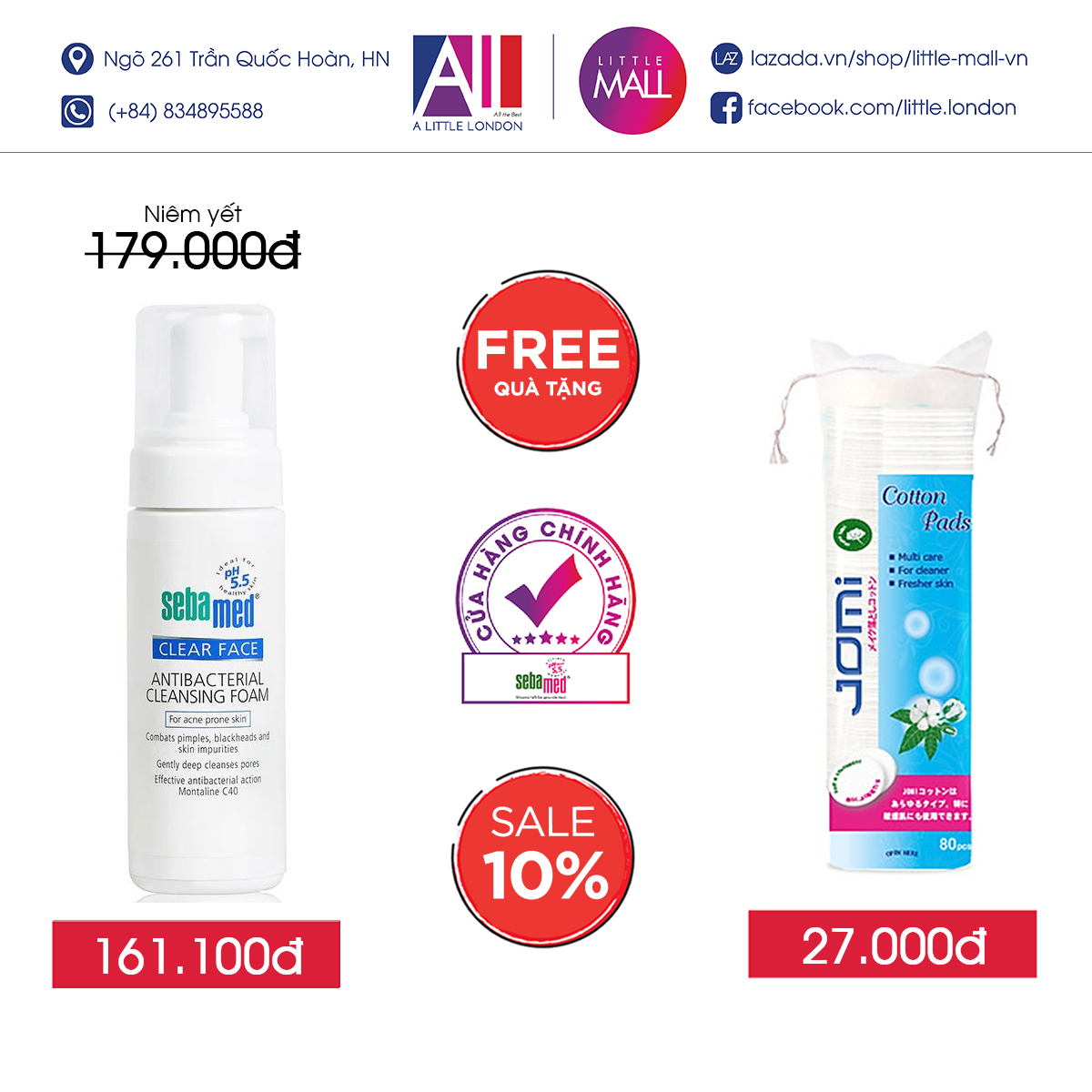 Sữa rửa mặt tạo bọt kháng khuẩn, giảm mụn Sebamed ph 5.5 clear face antibacterial cleansing foam TẶNG mặt nạ Sexylook và bông tẩy trang Jomi (Nhập khẩu)