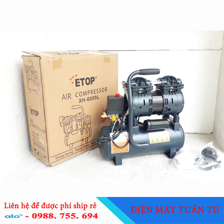 Máy khí nén áp suất cao 9 lít - Máy nén khí Etop 9 lít 100% dây đồng chịu nhiệt độ cao làn việc liên tục