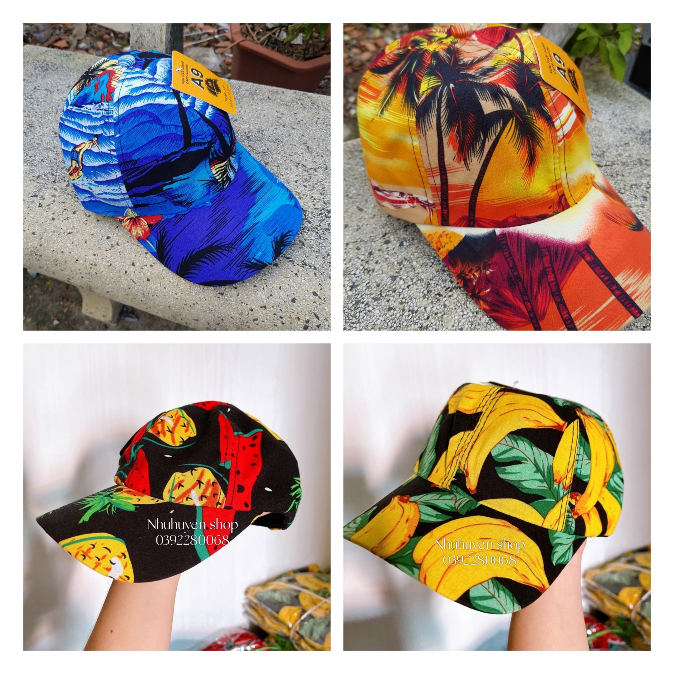 Nón kết trái cây, hoa quả, hoa lá đi biển đủ mẫu cho cả gia đình