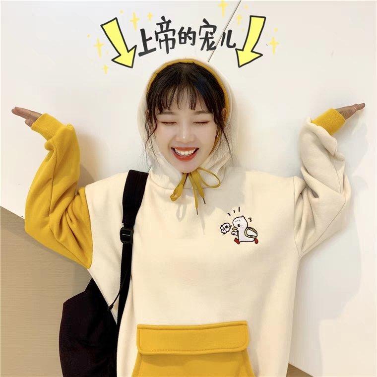 Áo hoodie nữ phối túi hộp in hình con vịt siêu dể thương dành cho các bạn nữ Q523