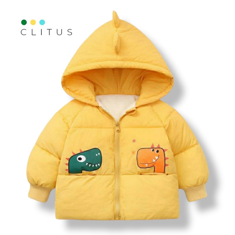 Áo Khoác Phao Trẻ Em Lót Lông Hình Khủng Long Siêu Ấm - CLITUS FASHION