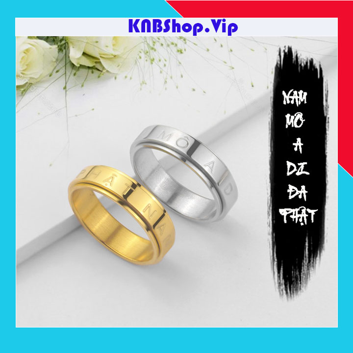 Nhẫn xoay titan khắc chữ Nam Mô A Di Đà Phật - Đeo tay vạn sự may