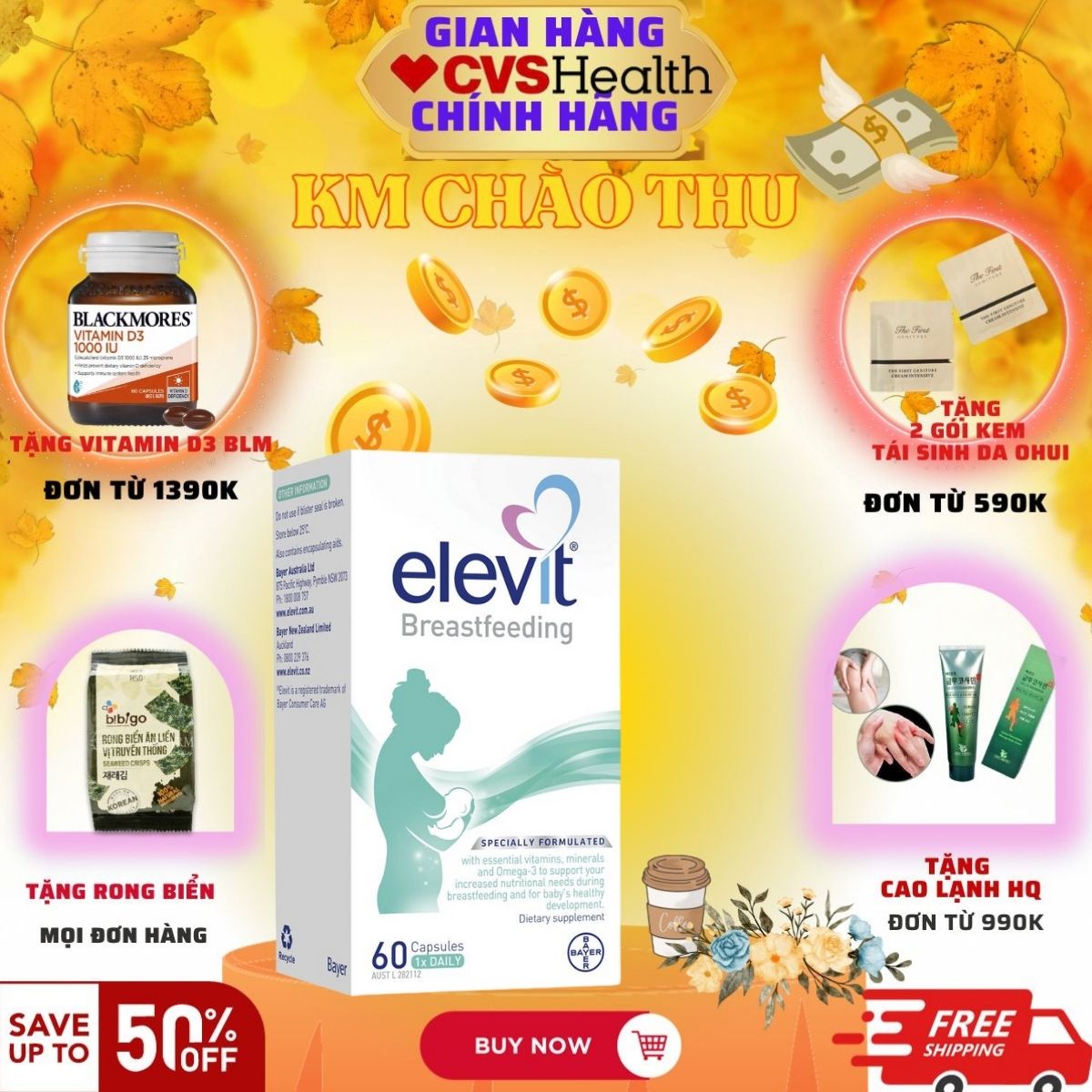 Vitamin tổng hợp cho phụ nữ sau sinh Elevit Breastfeeding/DHA, Úc