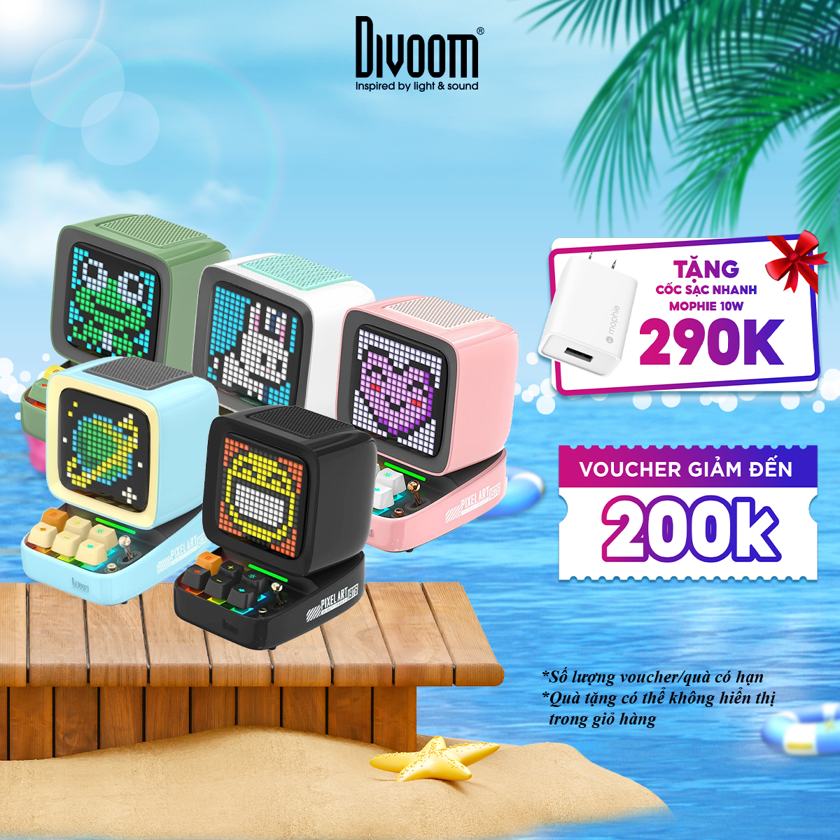 Loa bluetooth divoom ditoo pro phiên bản mới 15w hiển thị màn hình led 256 rgb