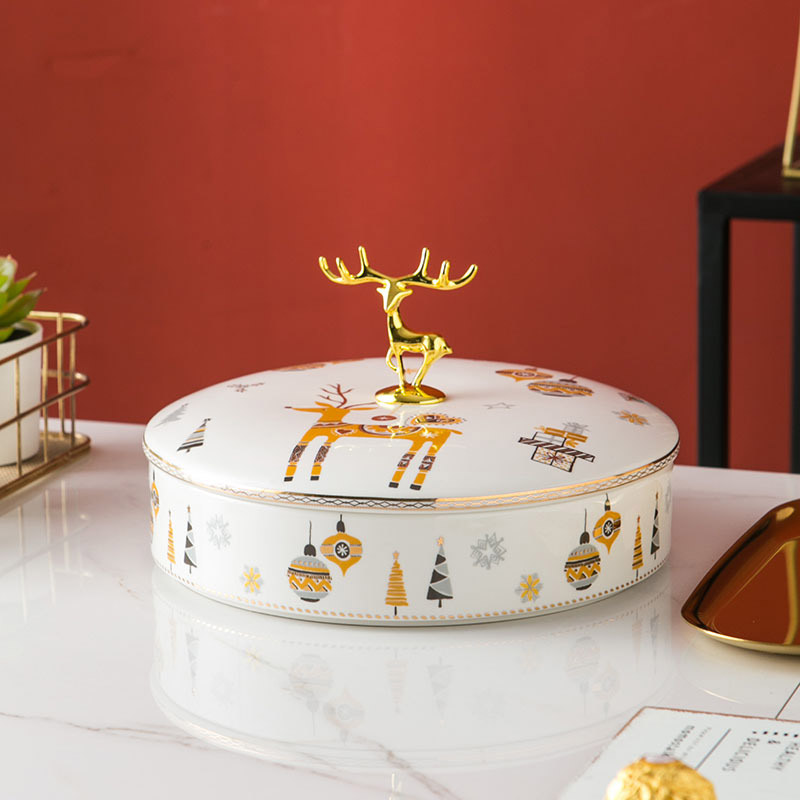 Khay mứt sứ giáng sinh, khay mứt tết – 1 tầng