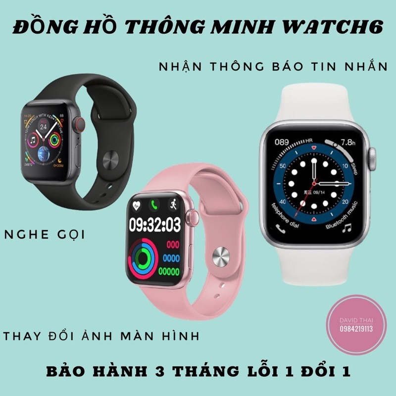 Đồng hồ thông minh seri 6 - nghe gọi - nhận thông báo tin nhắn - thay ảnh nền