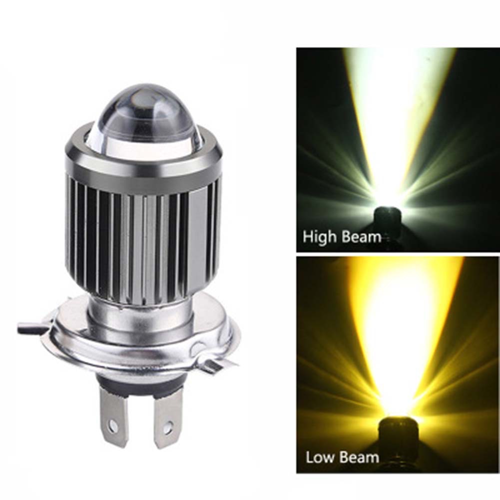 1PC đèn led trợ sáng xe máy H4 đèn pha/ cốt hỗ trợ 2 màu trắng màu vàng đèn sương mù lắp cho xe máy