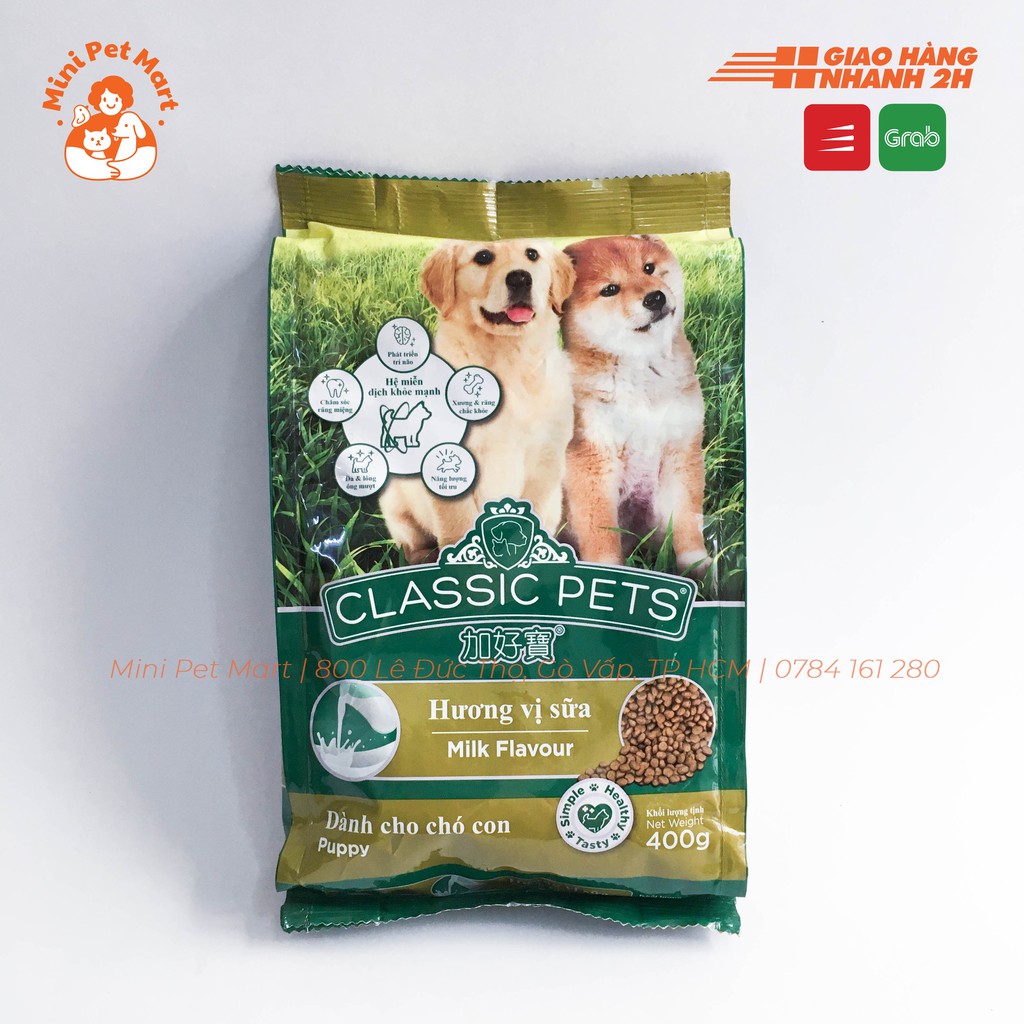 Thức ăn hạt khô cho chó con classic pets 400g - vị sữa