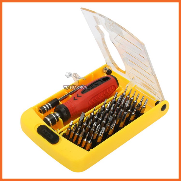 Bộ tô vít đa năng 38 trong 1 Jackly JK-6088A kèm thanh nối dài và nhiều loại đầu vít dẹt, vít lục giác, tam giác, 3 4 5 6 cạnh chất liệu thép không gỉ CRV