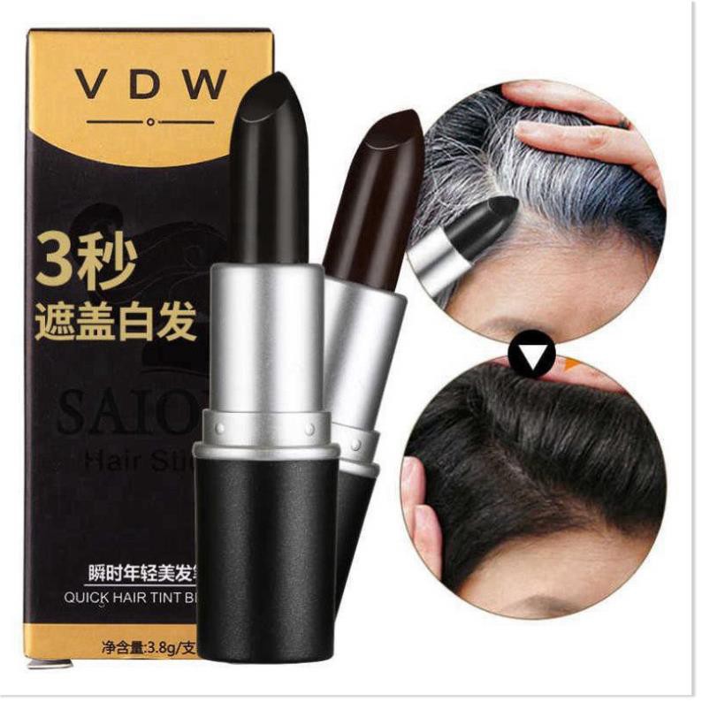 Nhuộm tóc tạm thời 1 ĐỔI 1 Cây son nhuộm tóc Saion giúp che phủ tóc bạc nhanh chóng, an toàn cho da đầu 8496