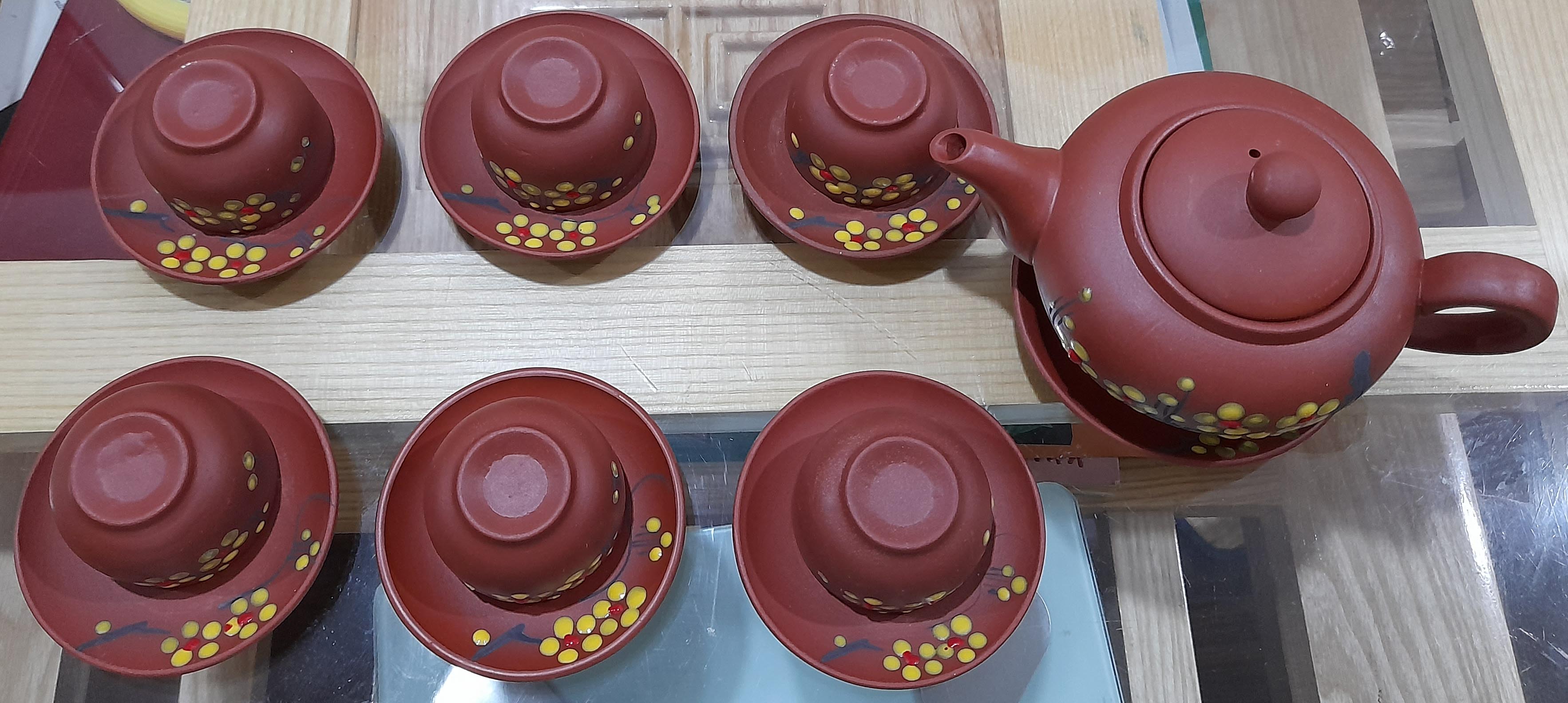 Bộ ấm chén đất đỏ, bộ trà gốm, cực đẹp, giá siêu tốt