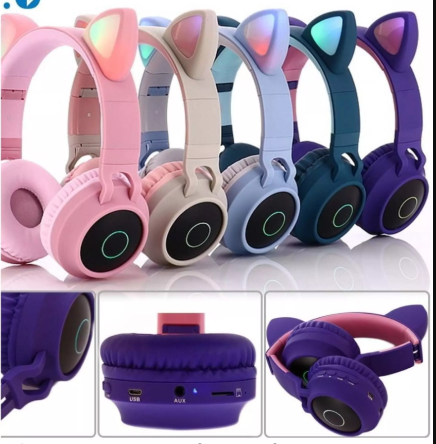 Tai nghe mèo bluetooth p47m pkh470 chụp tai - tai nghe tai mèo bluetooth chống ồn có thể gập gọn tiện lợi, tai nghe thỏ cute có đèn led, âm bass mạnh mẽ bảo hành 12 tháng