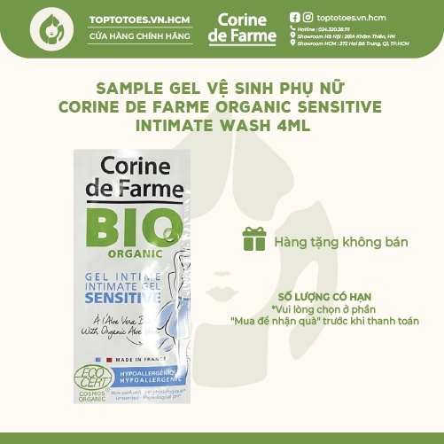 Sample gel vệ sinh phụ nữ Corine de Farme Organic Sensitive Intimate Wash