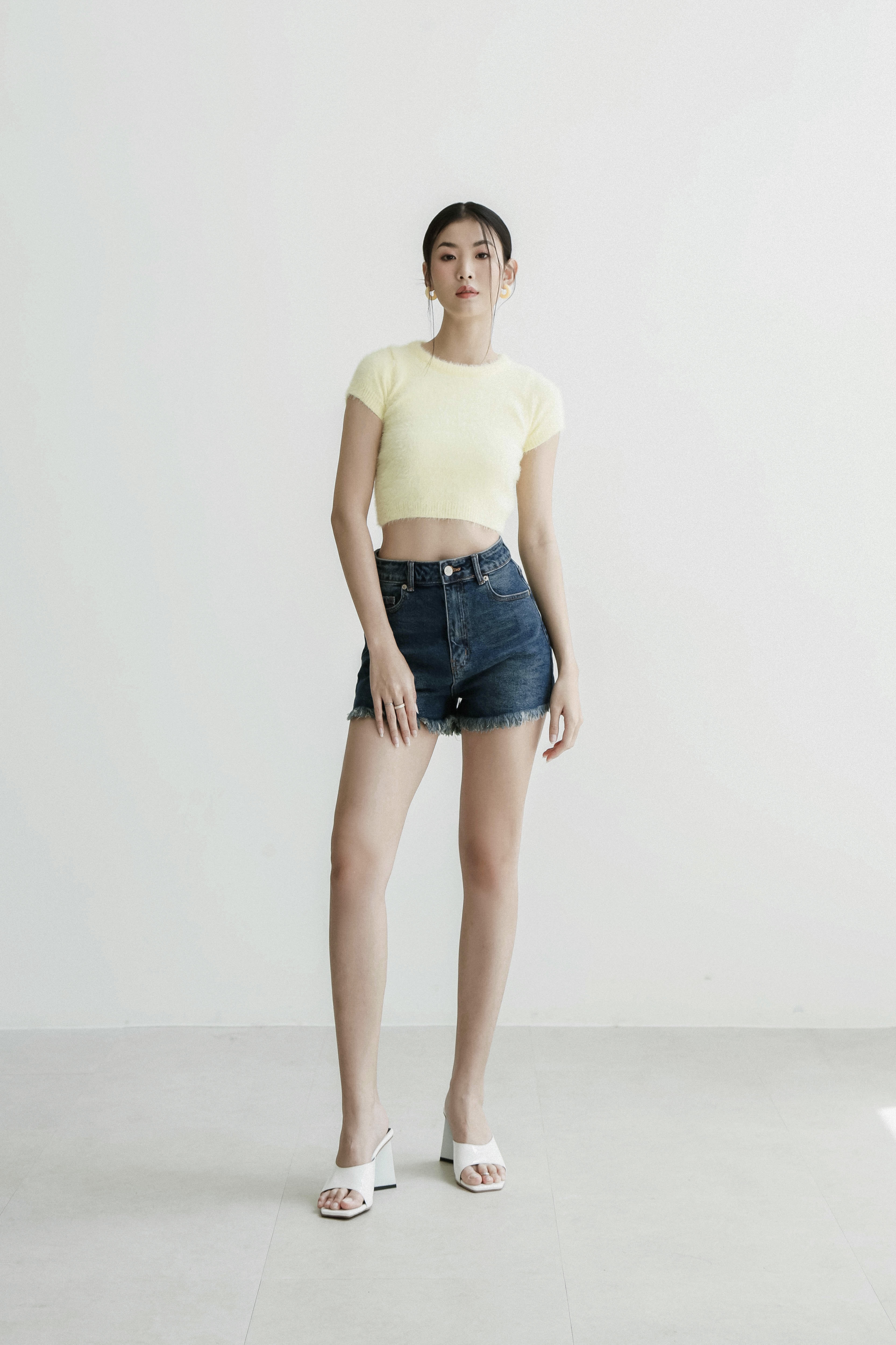 Quần short jean nữ thiết kế lai tua dài mieu - js01