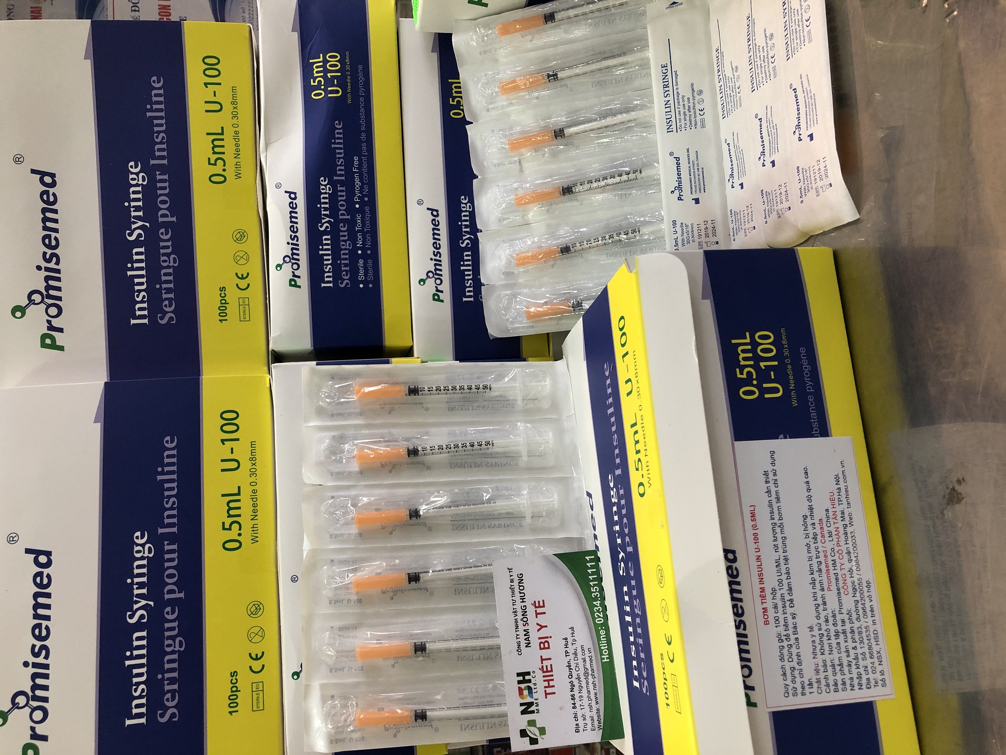 10 cây Bơm kim tiêm tiểu đường insulin bơm kim tiêm thẩm mỹ Promisemed 0.5ml 30G CANADA Dùng Tiêm Tinh Chất Tiêm Căng bóng tiêm dưỡng chất