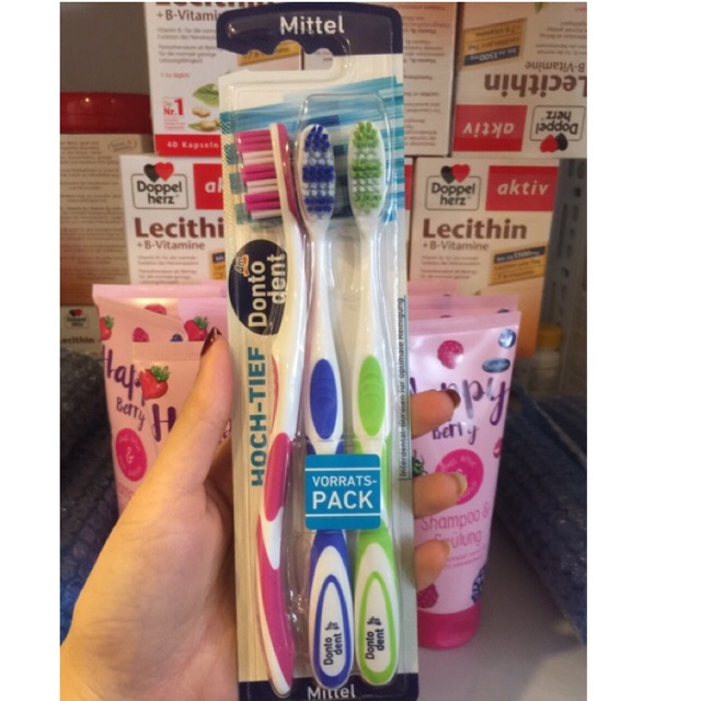 Set 3 bàn chải đánh răng dontodent Đức
