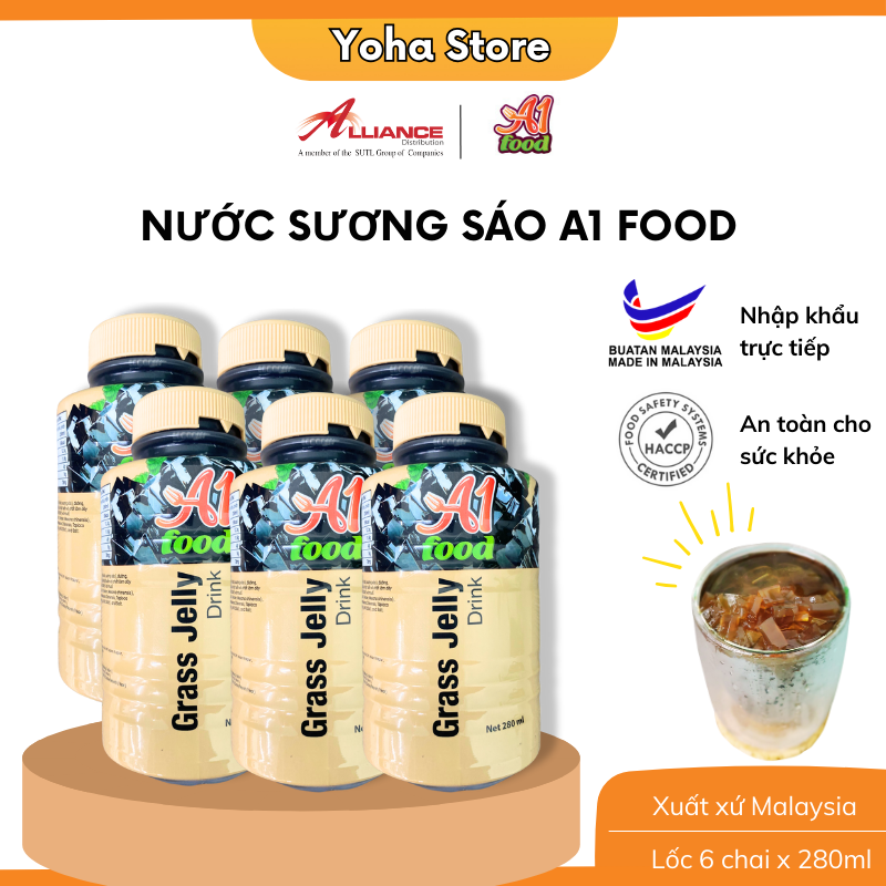 Lốc 6 Chai Nước Sương Sáo Thanh Mát Kèm Thạch A1 FOOD - Thương hiệu Malaysia