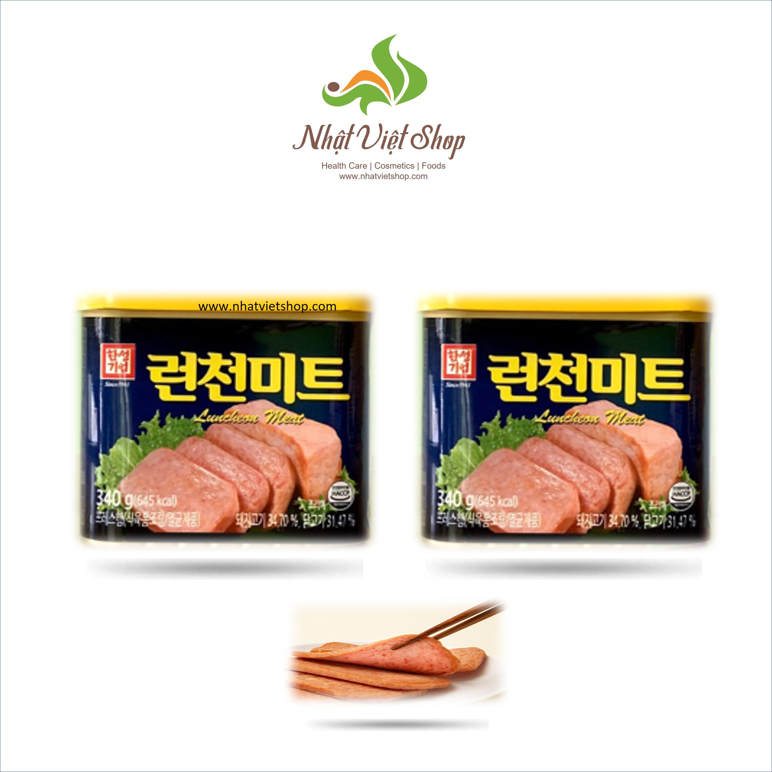 Combo 2 Hộp Thịt Hộp Spam Hàn Quốc 340g ( nắp vàng ) - Date 11/2026