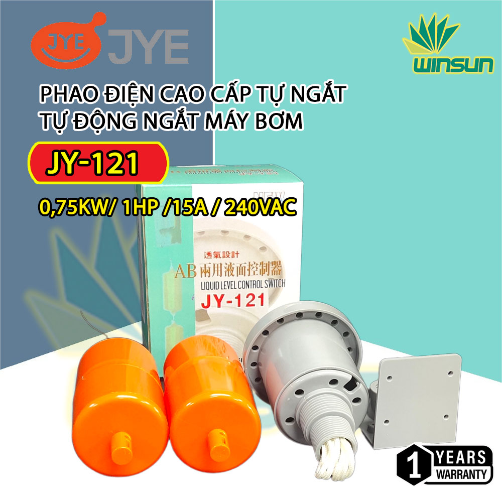 Phao điện cao cấp tự ngắt JY-121 tự động ngắt máy bơm - Đài Loan