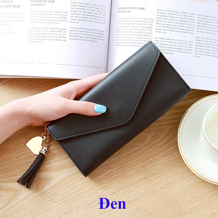 Ví Cầm Tay Nữ Loại Dài Kèm Dây Trái Tim Và Tua Rua - Ví Nữ Đẹp Bóp Nữ Thời Trang