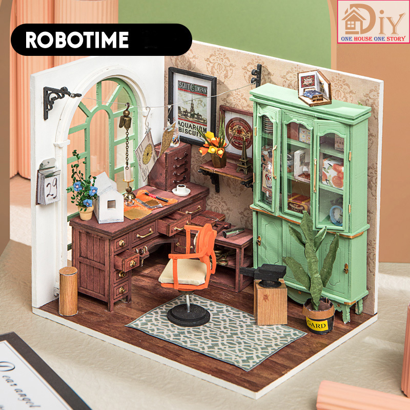 [Bản tiếng Anh]Mô hình nhà búp bê lắp ghép gỗ DIY Robotime | JIMMY'S STUDIO mã DGM07 - (Kèm keo + LED) - Quà tặng tự làm bằng gỗ