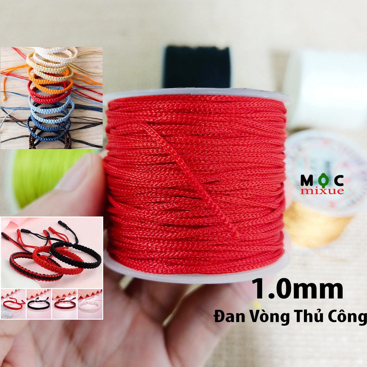 Dây dù 1 mm nhiều màu đan vòng tay handmade Mộc mixue