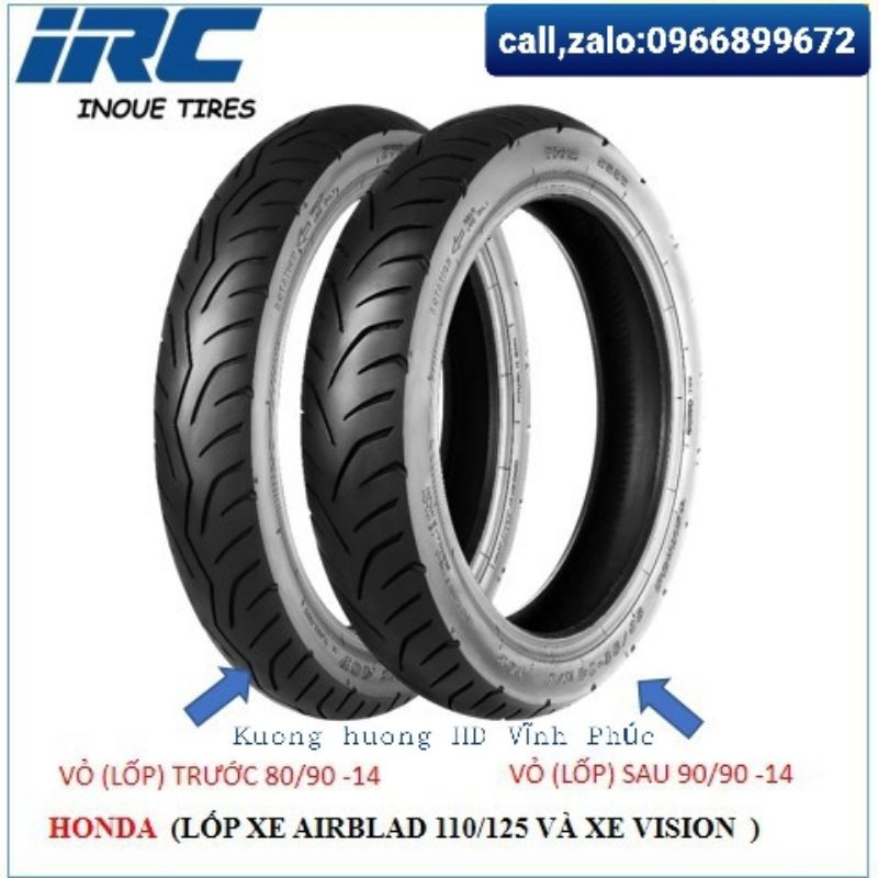 Vỏ không săm xe air blade 110,125, xe vision - irc inoue - kop-10%