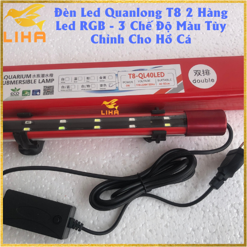Đèn Led Quanlong T8 2 Hàng Led RGB - 3 Chế Độ Màu Tùy Chỉnh Cho Hồ Cá
