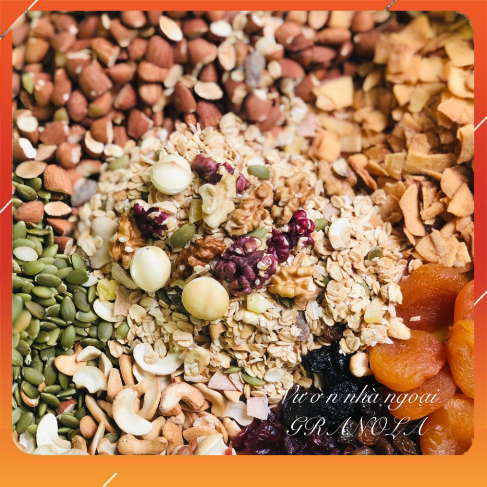 [HCM]Yến mạch sấy mix hạt dinh dưỡng và trái cây sấy dẻo 500gr- Granola with mix nuts and fruits