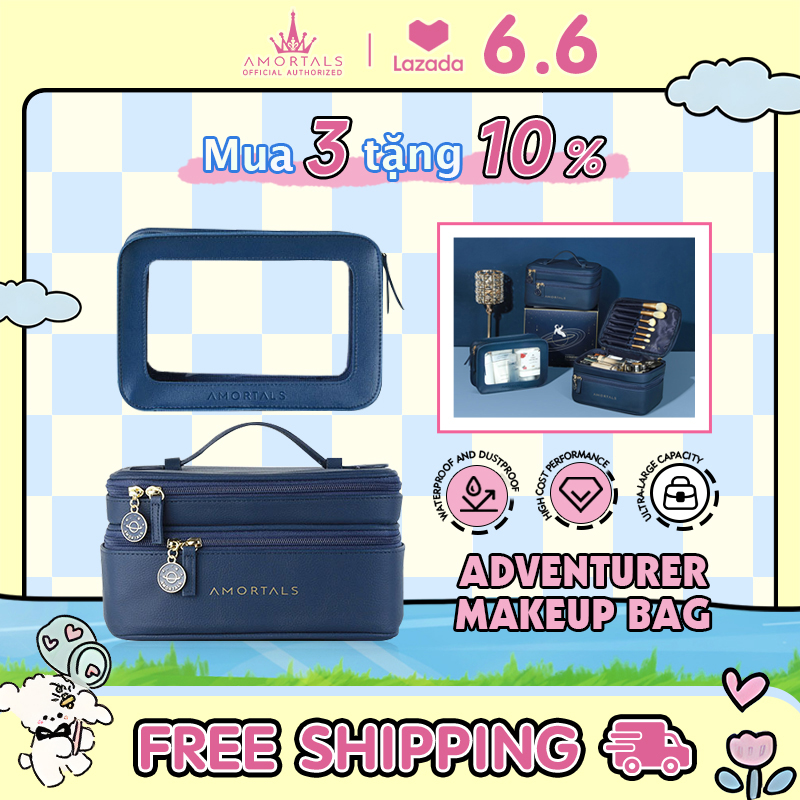 Túi Đựng Đồ Trang Điểm  &  Túi Đựng Mỹ Phẩm AMORTALS bằng PVC cầm tay bằng chống nước sức chứa lớn Có thể lưu trữ bọt trang điểm / cọ trang điểm, tất cả các loại dụng cụ trang điểm Bộ 2 người