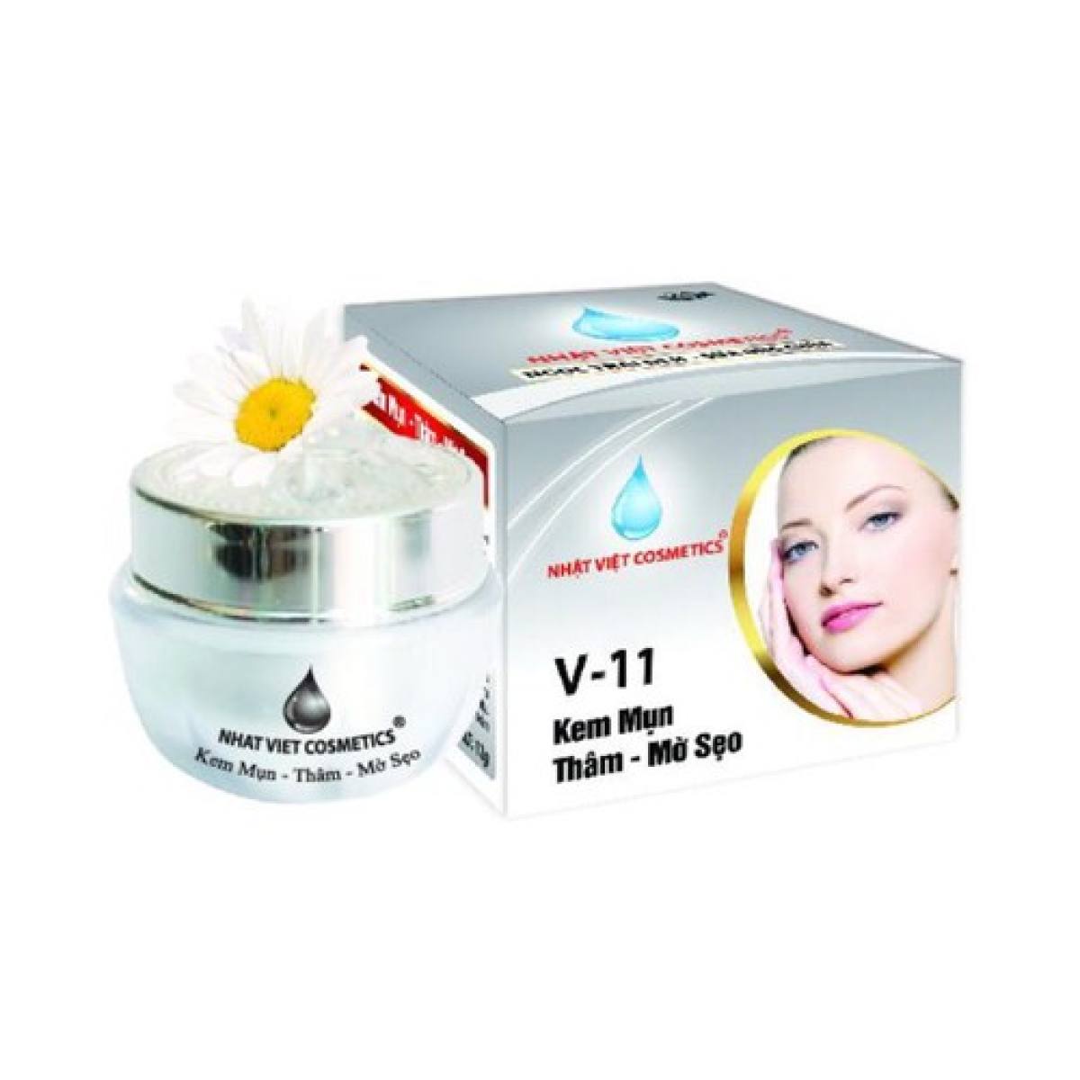 [HCM]Kem Nhật Việt V11 Mờ Thâm Trị Mụn Liền Sẹo Ngọc Trai Đen Sữa Ong Chúa (16g)