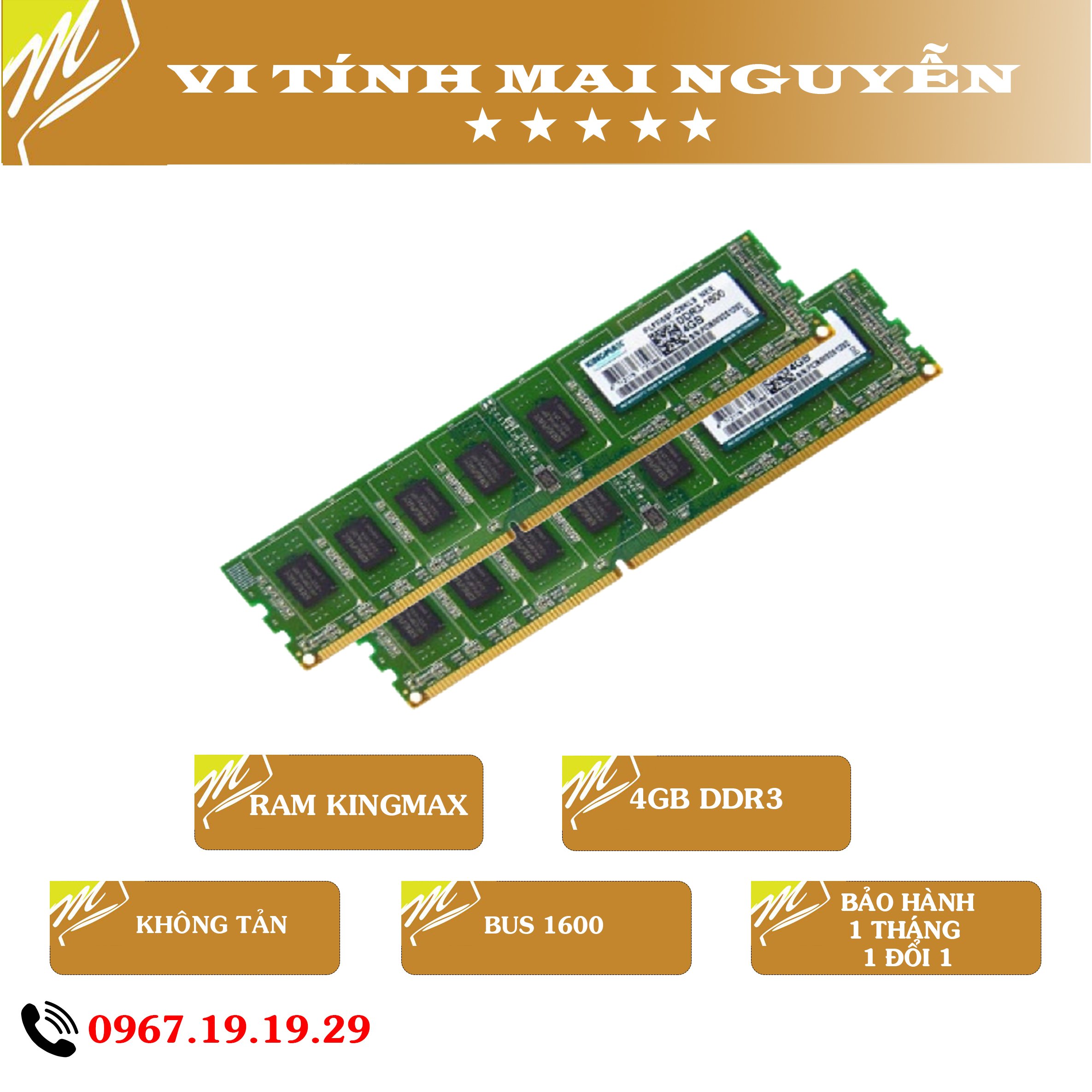 Ram 4g ddr3 bus 1600 kingmax. hàng đã sử dụng. bh 1 tháng.